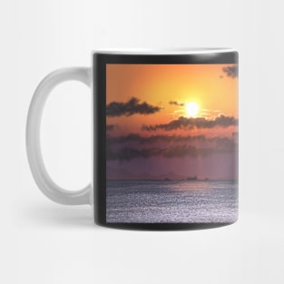 Brilliant Seascape sunset with ships and mountains Mug